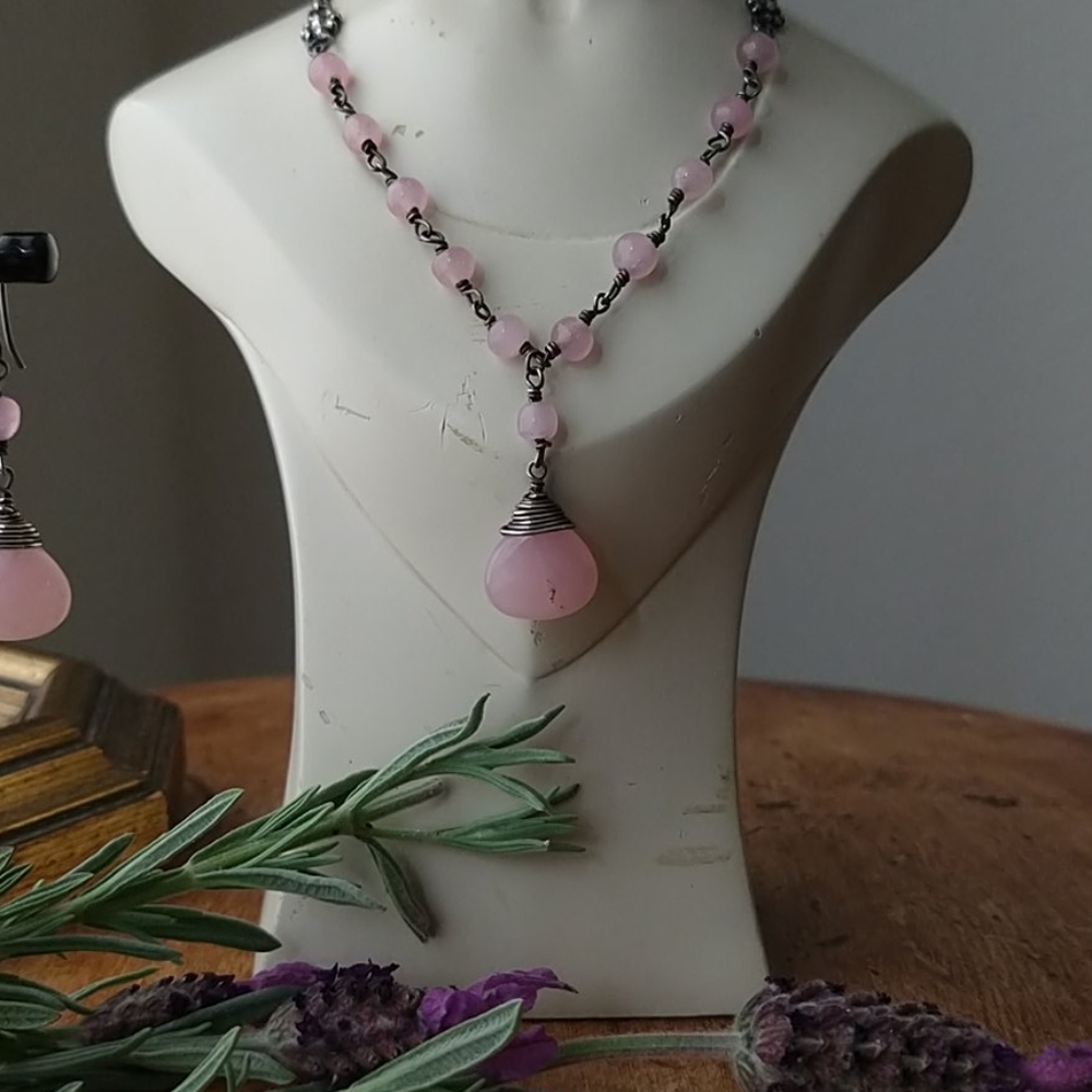 Vintage Set Pink Sapphire Thai Sterling Silver